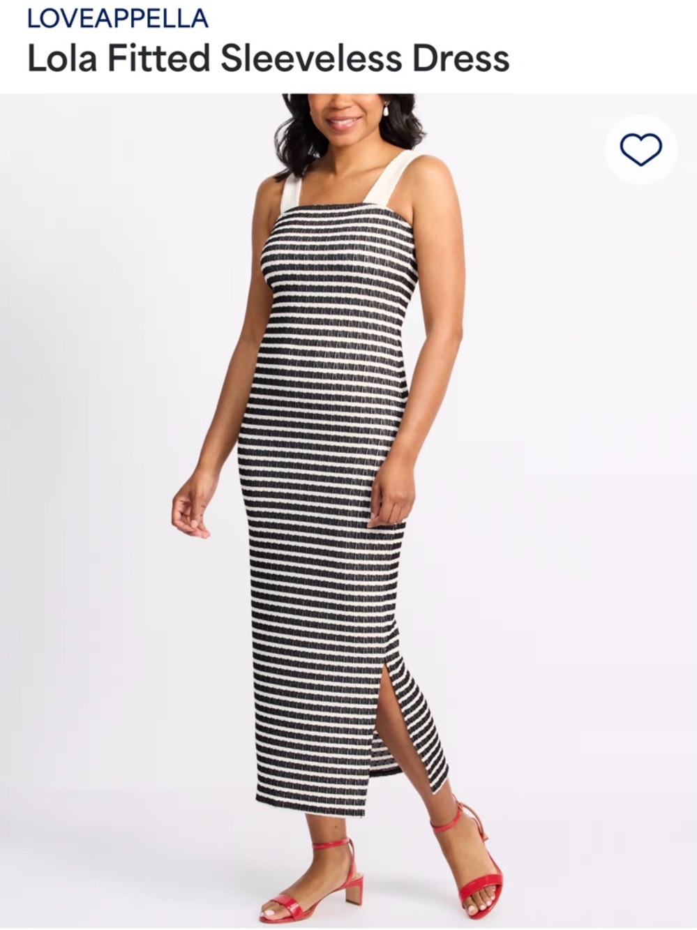 Loveappella Black & White Striped Fitted Sleeveless Maxi Dress